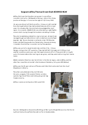 A preview of a PDF biography for Chalk, Jeffrey Thomas Ernest